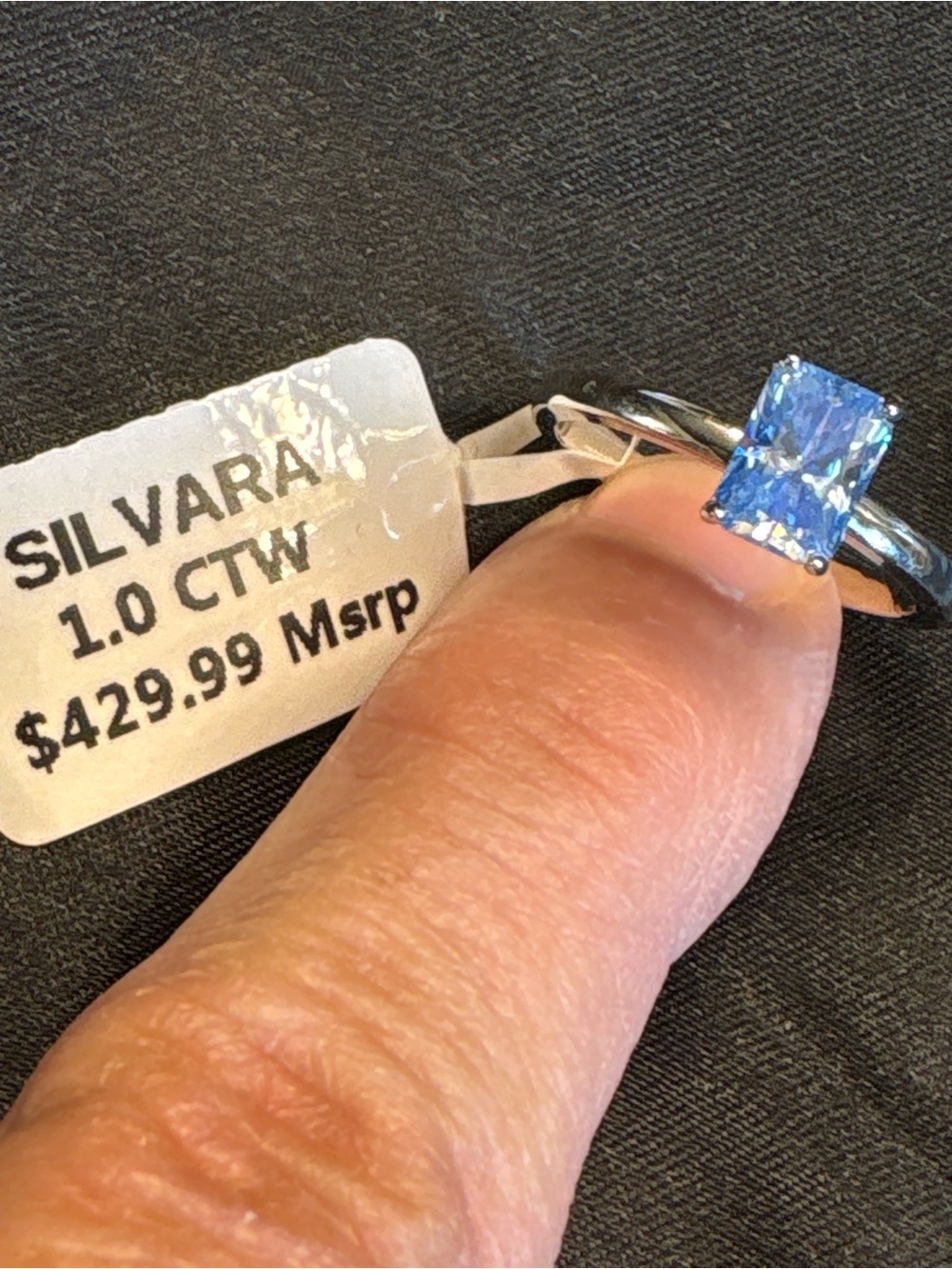 Silvara 925 Sterling Silver Blue Moissanite Ring Size 7 1.0 CTW